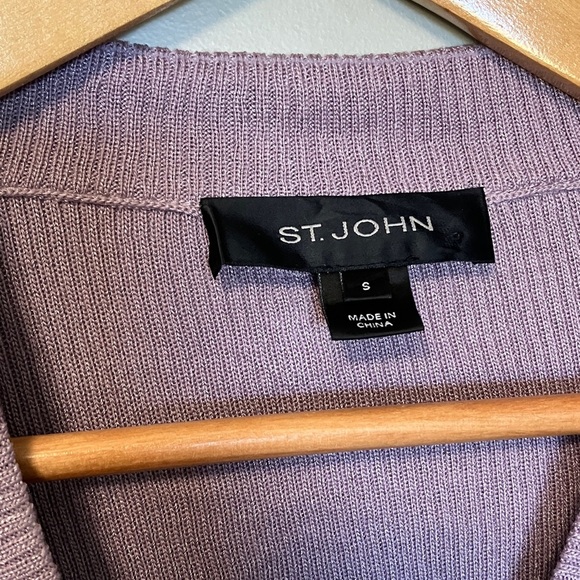 St. John Lavender Leather Ribbed Cardigan - Picture 2 of 6